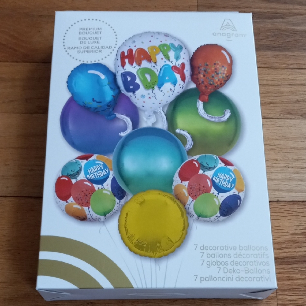 Happy Birthday 7 Balloon Bouquet - Multicolors